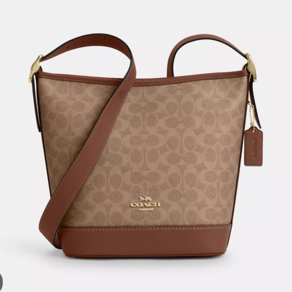 Coach Tan and Brown Signature Shoulder Bag
